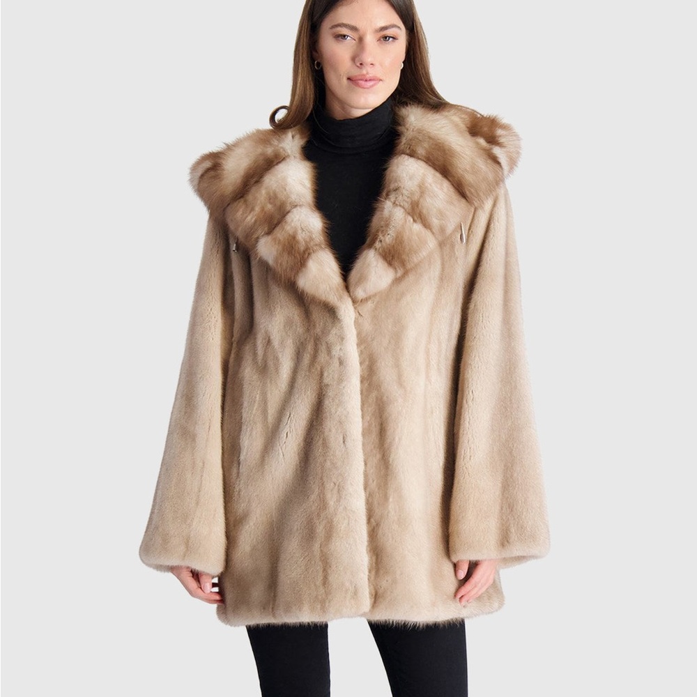 Gorski MINK JACKET WITH STONE MARTEN HOOD TRIM